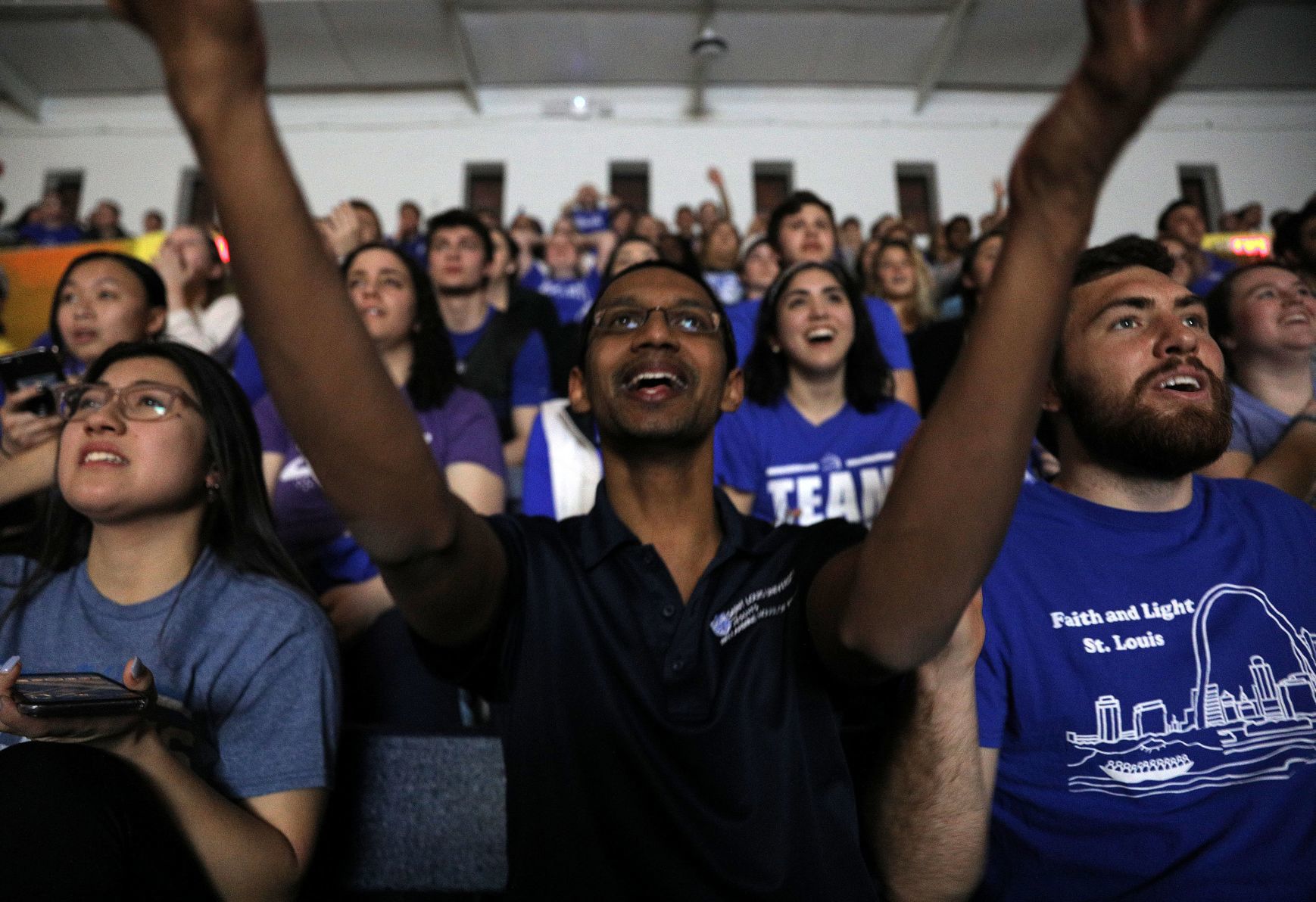 SLU students show support at a campus watch party